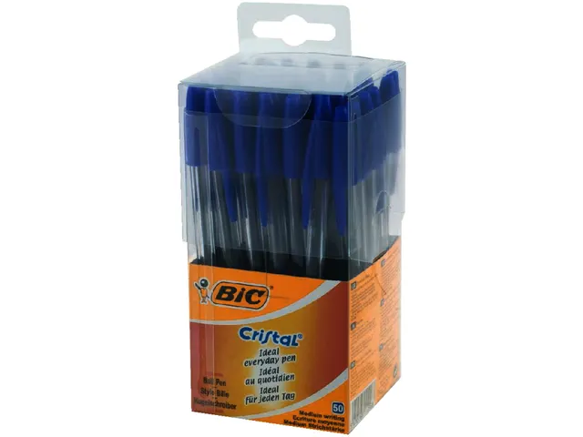 Balpen Bic Cristal medium blauw in tubo verpakking