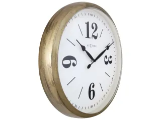Landelijke wandklok - 39cm - Stille klok - Wit/ Goud- NeXtime "Classic - 3