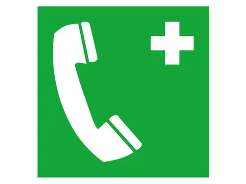 EHBO-bord,alarmtelefoon,sticker,folie,lang nalichtend,HxB 200x200mm