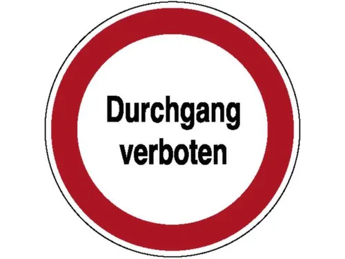 verbodsbord,“Doorgang verboden”,wandbord,aluminium,standaard,Ø 31