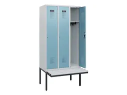 locker met bank,HxBxD 1950x900x815mm,3vak,vak B 300mm,cilinderslot