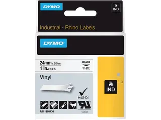 Lettertape Dymo 1805430 Rhino Vinyl 24mmx5.5m zwart op wit - 1
