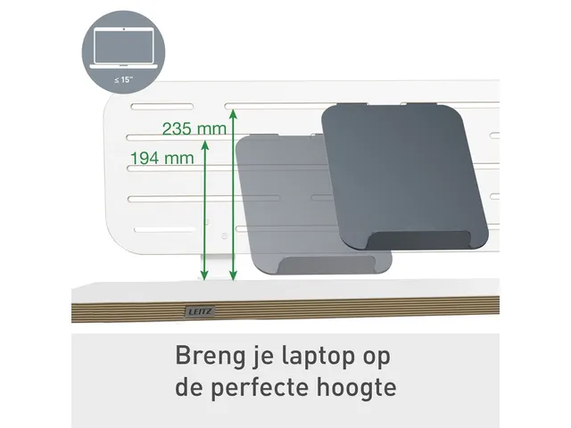 Leitz Ergo Bureau Ophangbord met laptophouder, 80x25 cm
