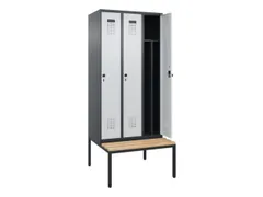 locker met bank,voor scheiding van kleding,HxBxD 2120x900x815mm,3vak