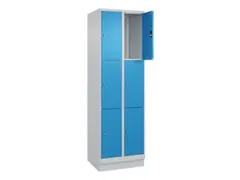 lockerkast,HxBxD 1950x600x500mm,2x3vakken,vak B 300mm,cil.-slot,sokkel