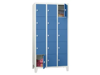 lockerkast,HxBxD 1850x900x500mm,3x5vakken,RAL7035,front RAL5012 - 2