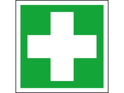 EHBO-bord,EHBO,wandbord,aluminium,lang nalichtend,HxB 200x200mm