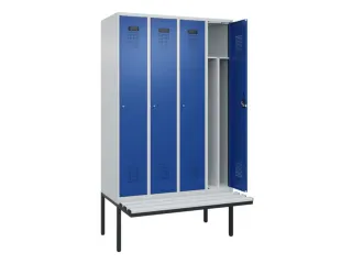 locker met bank,voor scheiding van kleding,HxBxD 2120x1200x815mm,4vak - 1