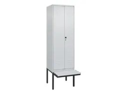 PBM-locker met bank,HxBxD 2120x600x815mm,2vak,vak B 300mm,draaigrendel