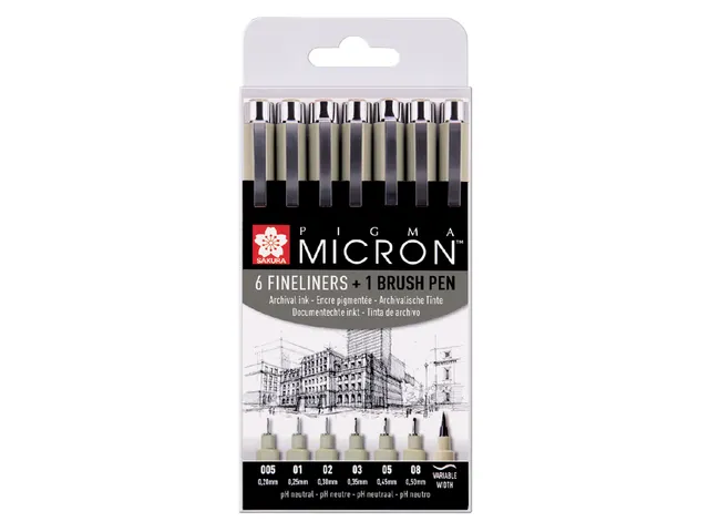 Fineliner Set Sakura Pigma Micron assorti + brushpen zwart