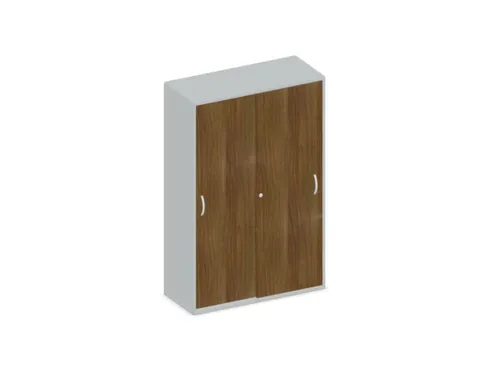 Schuifdeurkast 1540x1000x430mm Romp Lichtgrijs Decor Front Noten