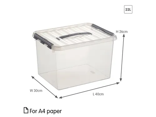Q-line opbergbox 22L transparant grijs - 40x30x26cm