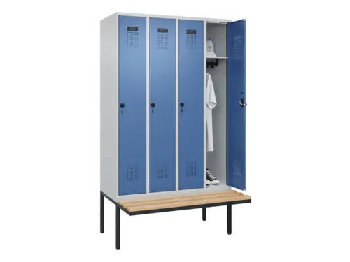 locker met bank,HxBxD 2120x1200x815mm,4vak,vak B 300mm,draaigrendel