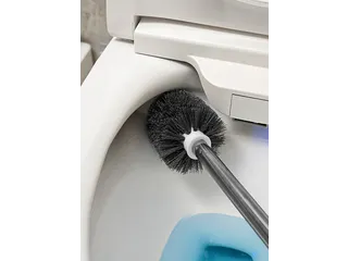 Kunststof toiletborstel wit met ronde voet en wandfunctie - 3