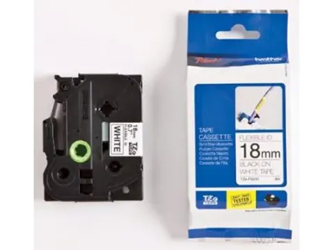 Brother TZe-FX241 labeltape zwart op wit – flexibele ID tape - 18 mm