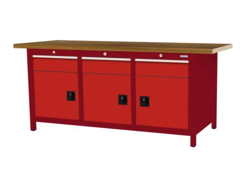 werkbank,HxBxD 860x2000x750mm,onderstel RAL3003,fronten RAL3020
