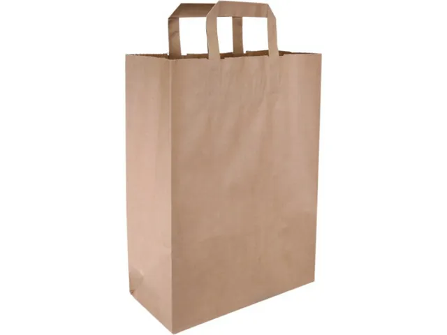 Draagtas papier kraft 26/12x35cm, doos 250 stuks