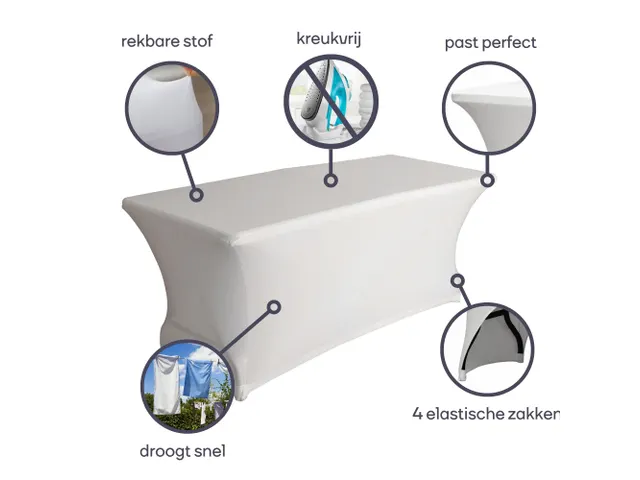 Hoes voor Tafel Wit Stretch Rechthoekig 180x75x74 cm