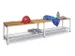 banc-patère,LxP 2000x370mm,barrettes en bois hêtre,piètement RAL501