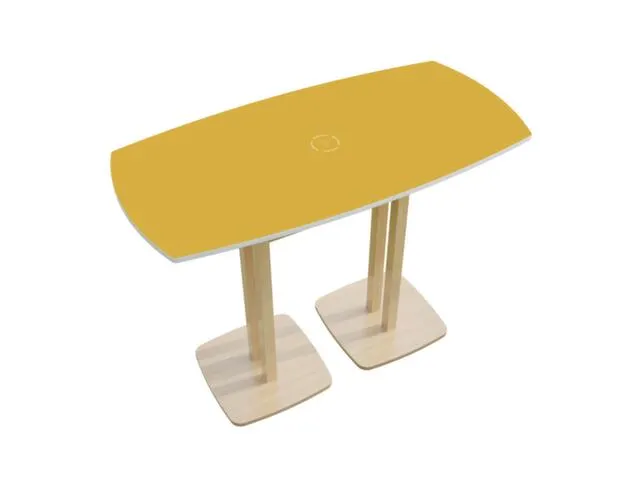 Tonvormige statafel Woody 110x150x75cm Geel Natuur 2 schotelvoeten