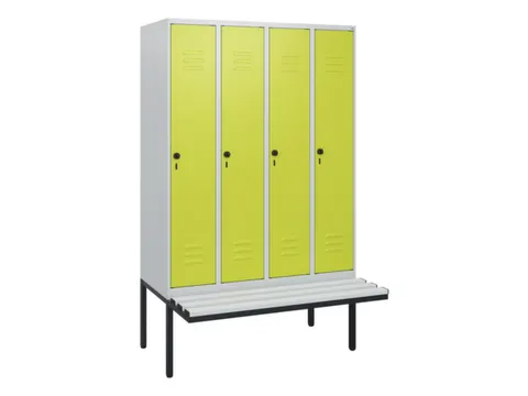 locker met bank,HxBxD 1950x1200x815mm,4vak,vak B 300mm,draaigrendel