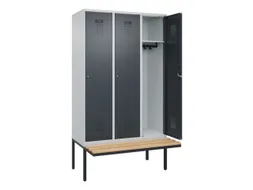 locker met bank,HxBxD 2120x1200x815mm,3vak,vak B 400mm,cilinderslot