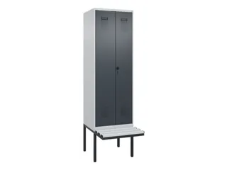 PBM-locker met bank,HxBxD 2120x600x815mm,2vak,vak B 300mm,draaigrendel - 2