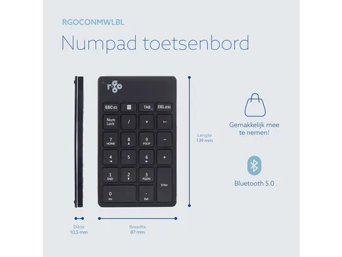 Numeriek Toetsenbord R-Go Numpad Break Draadloos Zwart