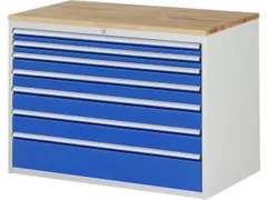 ladekast 825x1145x650mm 7laden cilinderslot RAL7035 RAL5010 beuken