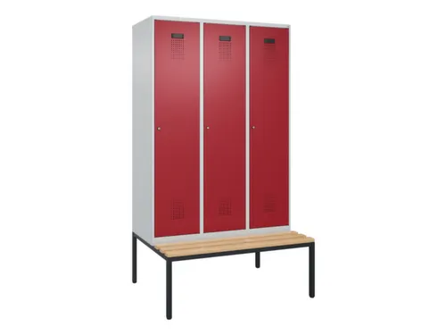 locker met bank,voor scheiding van kleding,HxBxD 2120x1200x815mm,3vak