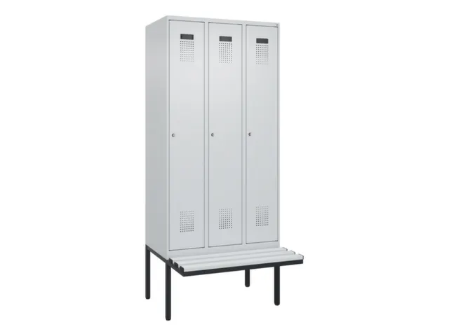 locker met bank,voor scheiding van kleding,HxBxD 2120x900x815mm,3vak