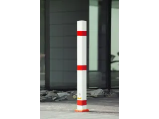 Afzetpaal Vierkant 70x70m Uitneembaar Driekantslot Spitse Kop Wit/Rood - 3