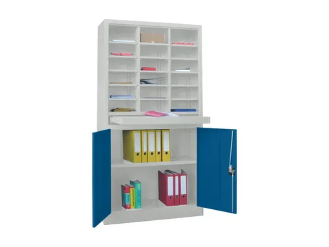 post-/brochurekast,HxBxD 1950x1000x400mm,RAL7035,front RAL5010