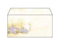 Kerst envelop Sigel Gouden met zilveren sterren gestanst venster druk