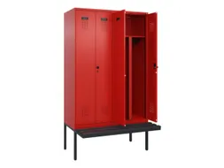 PBM-locker met bank,HxBxD 2120x1200x815mm,4vak,vak B 300mm