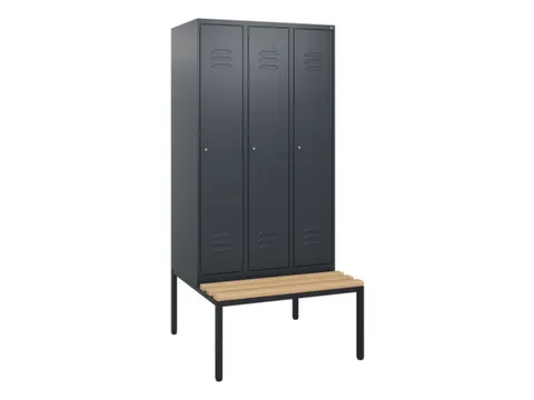 locker met bank,HxBxD 1950x900x815mm,3vak,vak B 300mm,cil.-slot