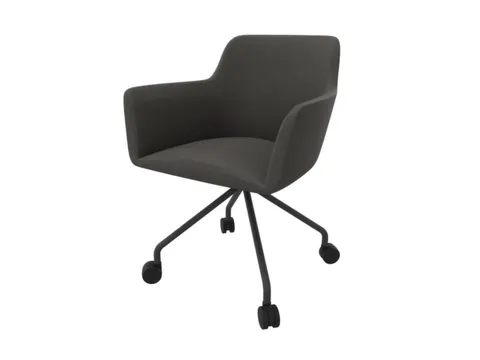 Bezoekersstoel,4-Voet/4Wielen Ronde Buis Donkergrijs,M. Armleuningen