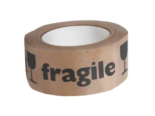 Waarschuwingstape IEZZY 50mmx50m 80% gerecycled papier bruin zwart - 1