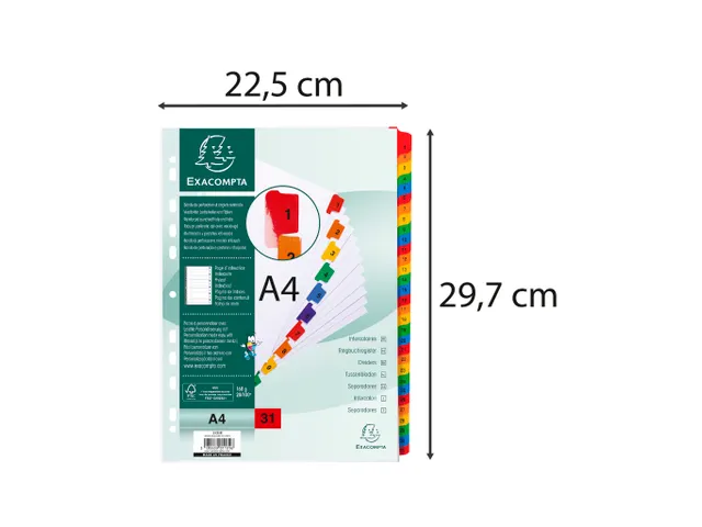 Tabblad Karton 160 Gram A4 Geplastificeerd 1-31 wit