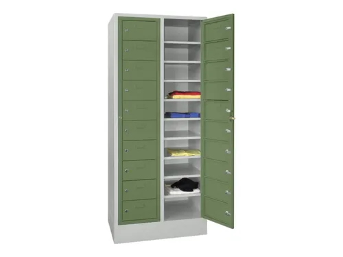 Wasgoedkast 1850x770x500 2x10 Vakken Sokkel Ral7035 Front Ral6011