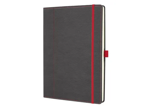 Notitieboek Conceptum A4 grijs-rood punt-gelijnd 194pag 80gr HC