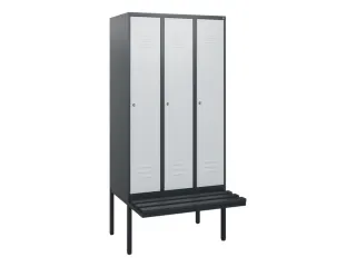 locker met bank,HxBxD 1950x900x815mm,3vak,vak B 300mm,cil.-slot - 1
