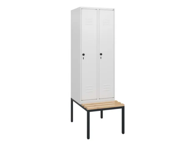 locker met bank,HxBxD 1950x600x815mm,2vak,vak B 300mm,draaigrendel