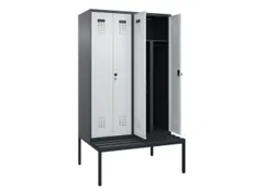 PBM-locker met bank,HxBxD 2120x1200x815mm,4vak,vak B 300mm