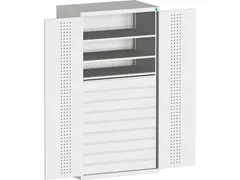 systeemkast HxBxD 2000x1300x650mm 3xStalen bodem 9laden Ral7035