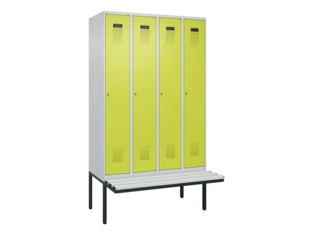 locker met bank,voor scheiding van kleding,HxBxD 2120x1200x815mm,4vak