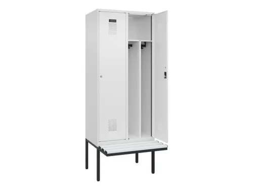 locker met bank,voor scheiding van kleding,HxBxD 2120x800x815mm,2vak