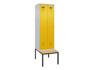 locker met bank,voor scheiding van kleding,HxBxD 2120x600x815mm,2vak - 2