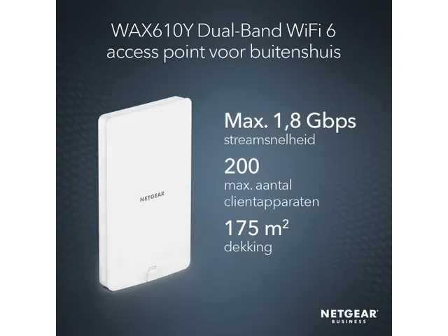 NETGEAR WAX610Y, 2,4 GHz, 5 GHz, 1800 Mbit/s, EAP-PEAP, EAP-TLS, EAP-T