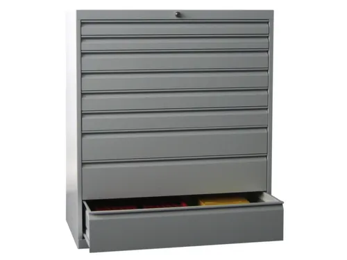 ladekast,HxBxD 1200x1023x600mm,9lade(n),RAL7035,front RAL3000